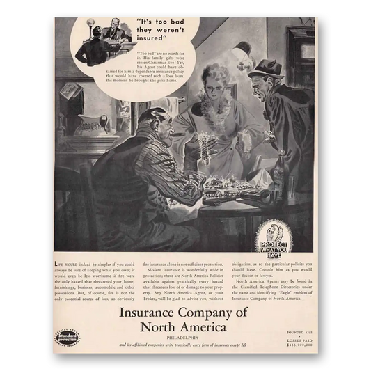 1938 Insurance Company North America INA They Weren't Insured Vintage Magazine Print Ad