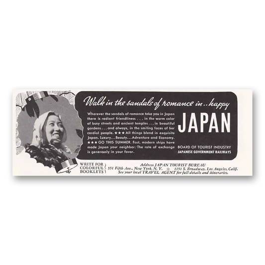 1938 Japan Walk in the Sandals of Romance Vintage Magazine Print Ad