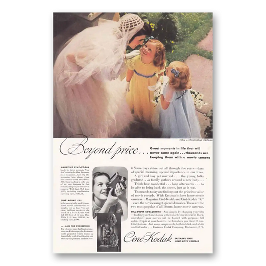 1938 Cine Kodak K Camera Beyond Price Bride and Flower Girls Vintage Magazine Print Ad