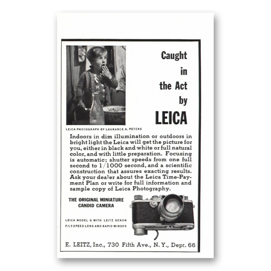 1938 Leica Cameras Caught In the Act Vintage Magazine Print Ad