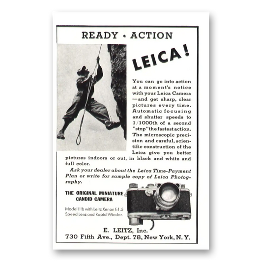 1938 Leica Cameras Go Into Action Moments Notice Vintage Magazine Print Ad