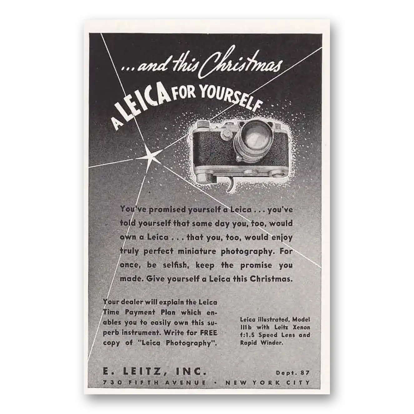 1938 Leica Cameras Leica For Yourself Vintage Magazine Print Ad