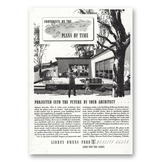 1938 Libbey Owens Ford Projected Into Future Architect Vintage Magazine Print Ad