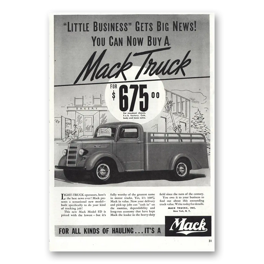 1938 Mack Trucks Little Business Big News Vintage Magazine Print Ad