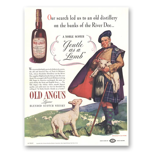 1938 Old Angus Whisky Gentle As A Lamb Vintage Magazine Print Ad