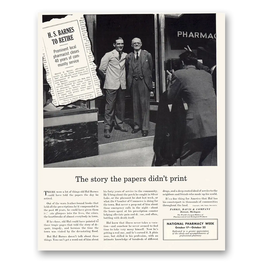 1938 Parke-Davis Story Papers Didn't Print HS Barnes to Retire Vintage Magazine Print Ad