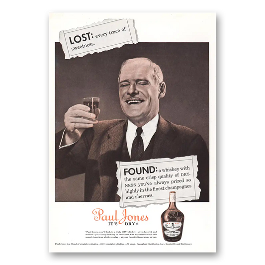 1938 Paul Jones Whiskey Lost Found Vintage Magazine Print Ad