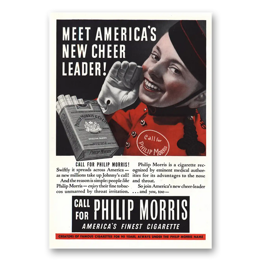 1938 Philip Morris Americas New Cheer Leader Vintage Magazine Print Ad