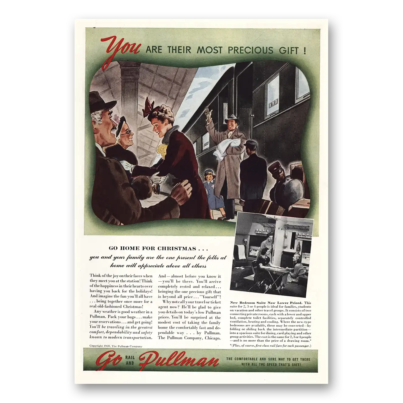 1938 Pullman You Are Their Most Precious Gift Vintage Magazine Print Ad