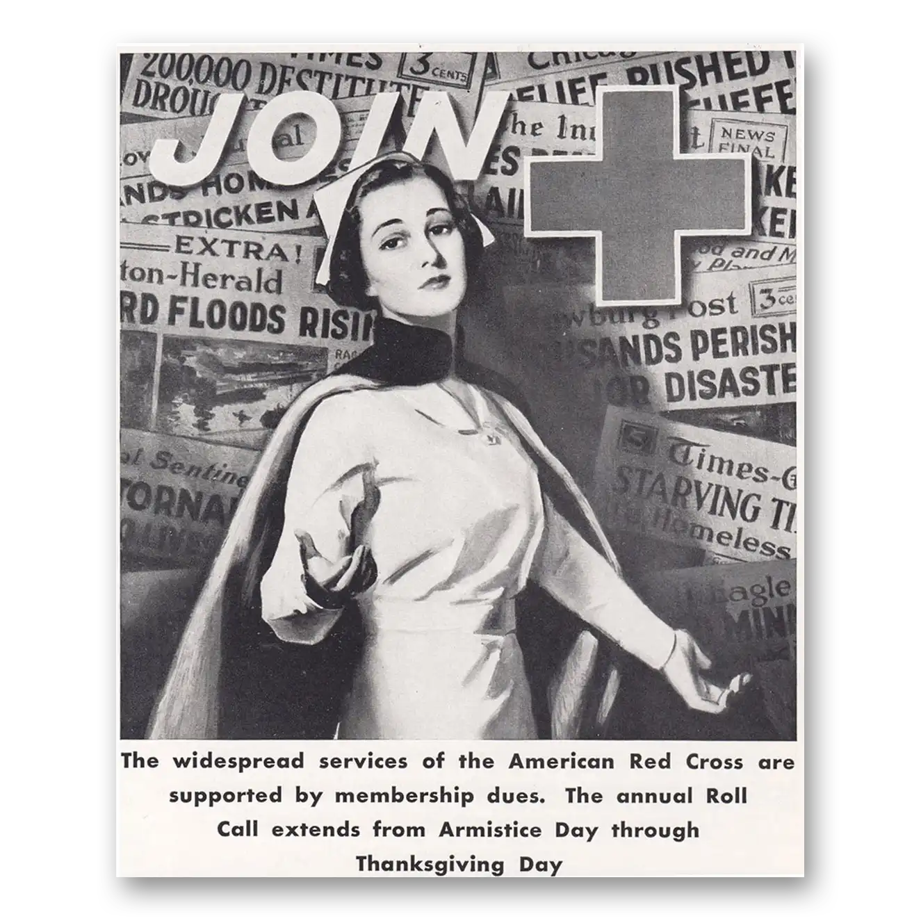 1938 American Red Cross Widespread Services Vintage Magazine Print Ad