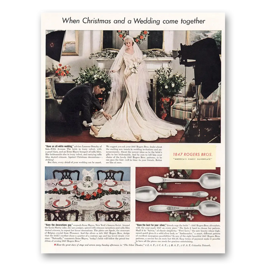 1938 1847 Rogers Bros Christmas and a Wedding Come Together Vintage Magazine Print Ad