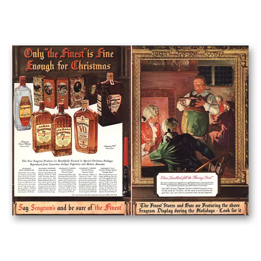 1938 Seagrams Fine Enough for Christmas Vintage Magazine Print Ad