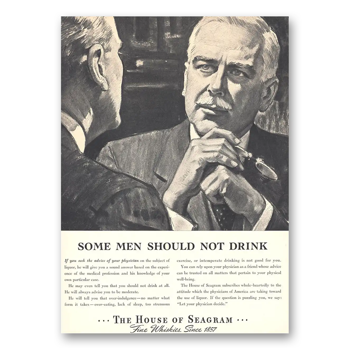 1938 Seagrams VO Whisky Some Men Should Not Drink Vintage Magazine Print Ad