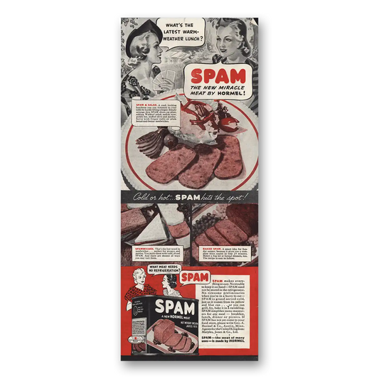 1938 Spam Latest Warm Weather Lunch Vintage Magazine Print Ad