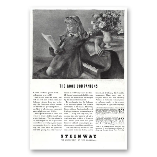 1938 Steinway Piano The Good Companions Vintage Magazine Print Ad