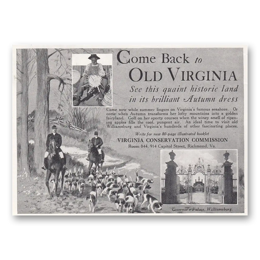 1938 Virginia Come Back to Old Virginia Vintage Magazine Print Ad