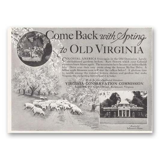 1938 Virginia Old Virginia Come Back with Spring Vintage Magazine Print Ad