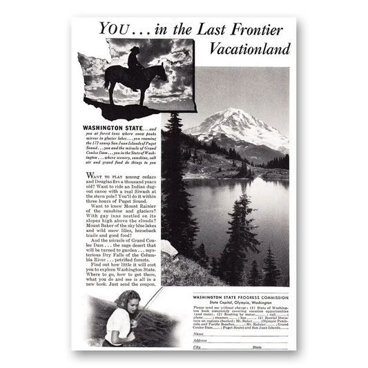 1938 Washington You in the Last Frontier Vacationland Vintage Magazine Print Ad