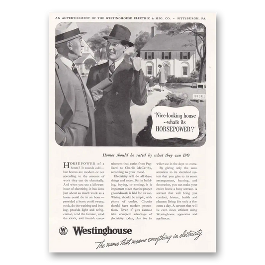 1938 Westinghouse Nice Looking House Horsepower Vintage Magazine Print Ad