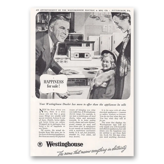 1938 Westinghouse Happiness for Sale Vintage Magazine Print Ad