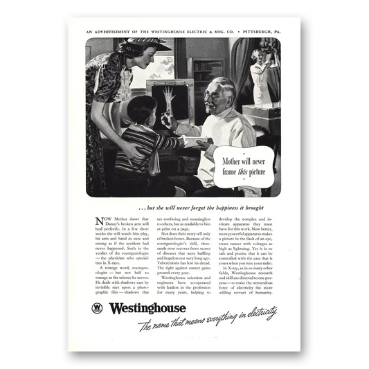 1938 Westinghouse Mother Will Never Frame This Picture Vintage Magazine Print Ad