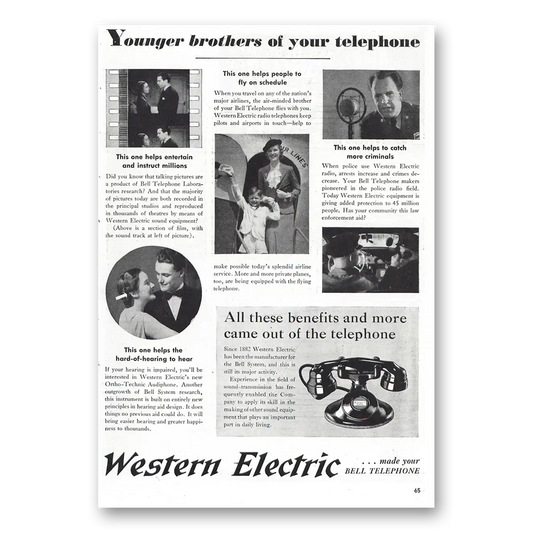 1938 Western Electric Younger Brothers Telephone Vintage Magazine Print Ad