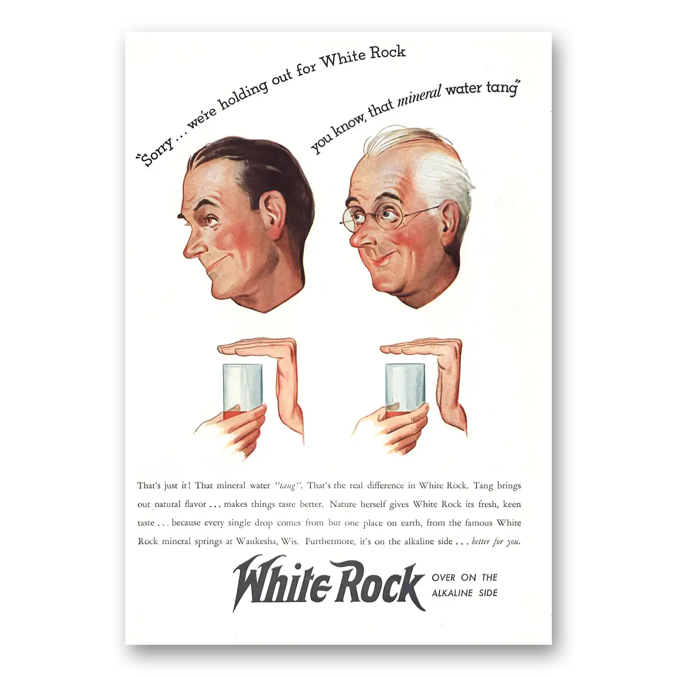 1938 White Rock Beverages Mineral Water Tang Vintage Magazine Print Ad