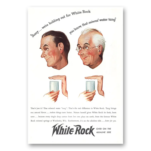 1938 White Rock Beverages Mineral Water Tang Vintage Magazine Print Ad