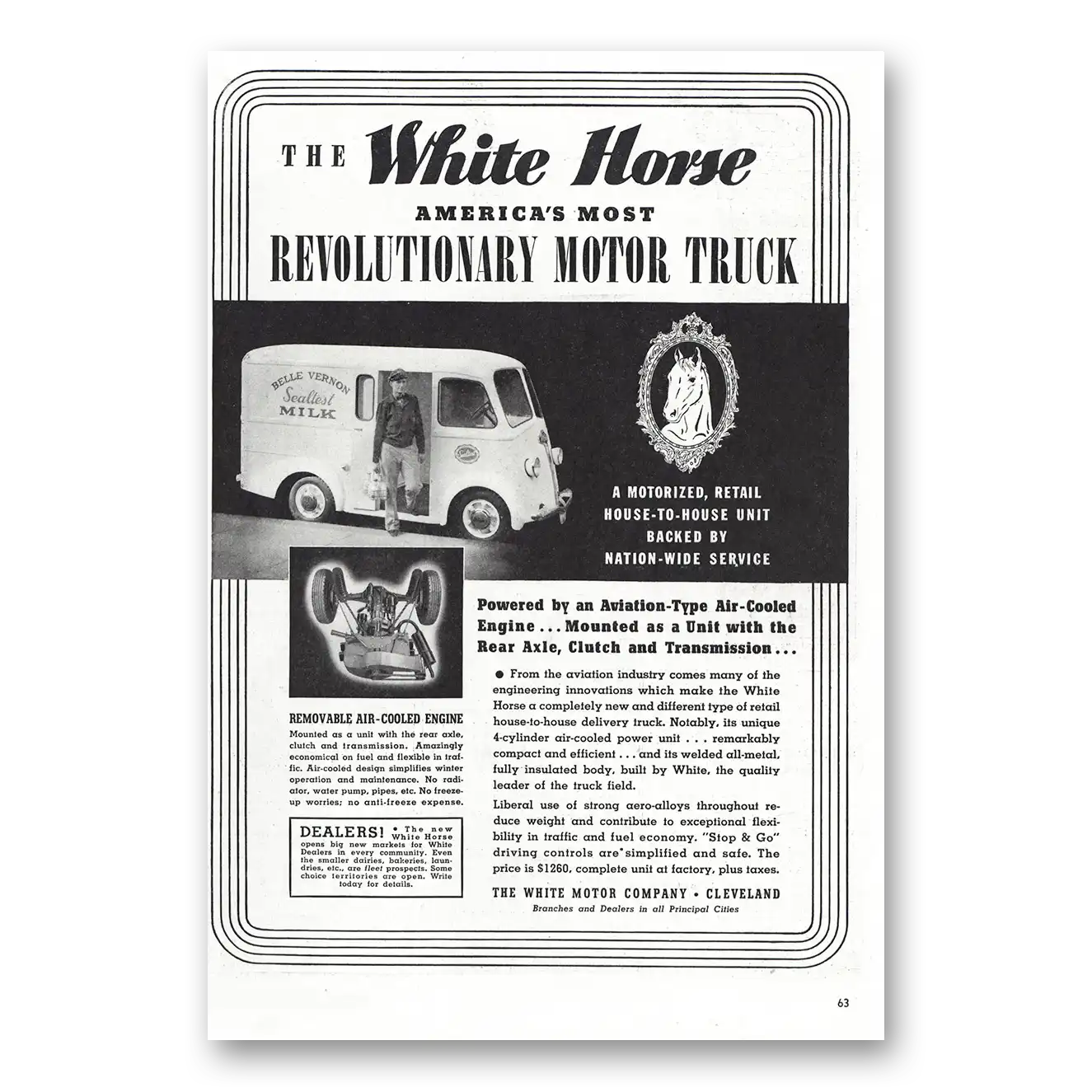 1938 White Motor Company White Horse Revolutionary Motor Truck Vintage Magazine Print Ad