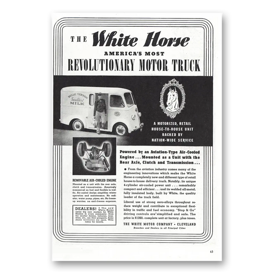 1938 White Motor Company White Horse Revolutionary Motor Truck Vintage Magazine Print Ad