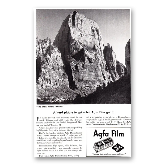 1939 Agfa Film Hard Picture to Get Great White Throne Vintage Magazine Print Ad