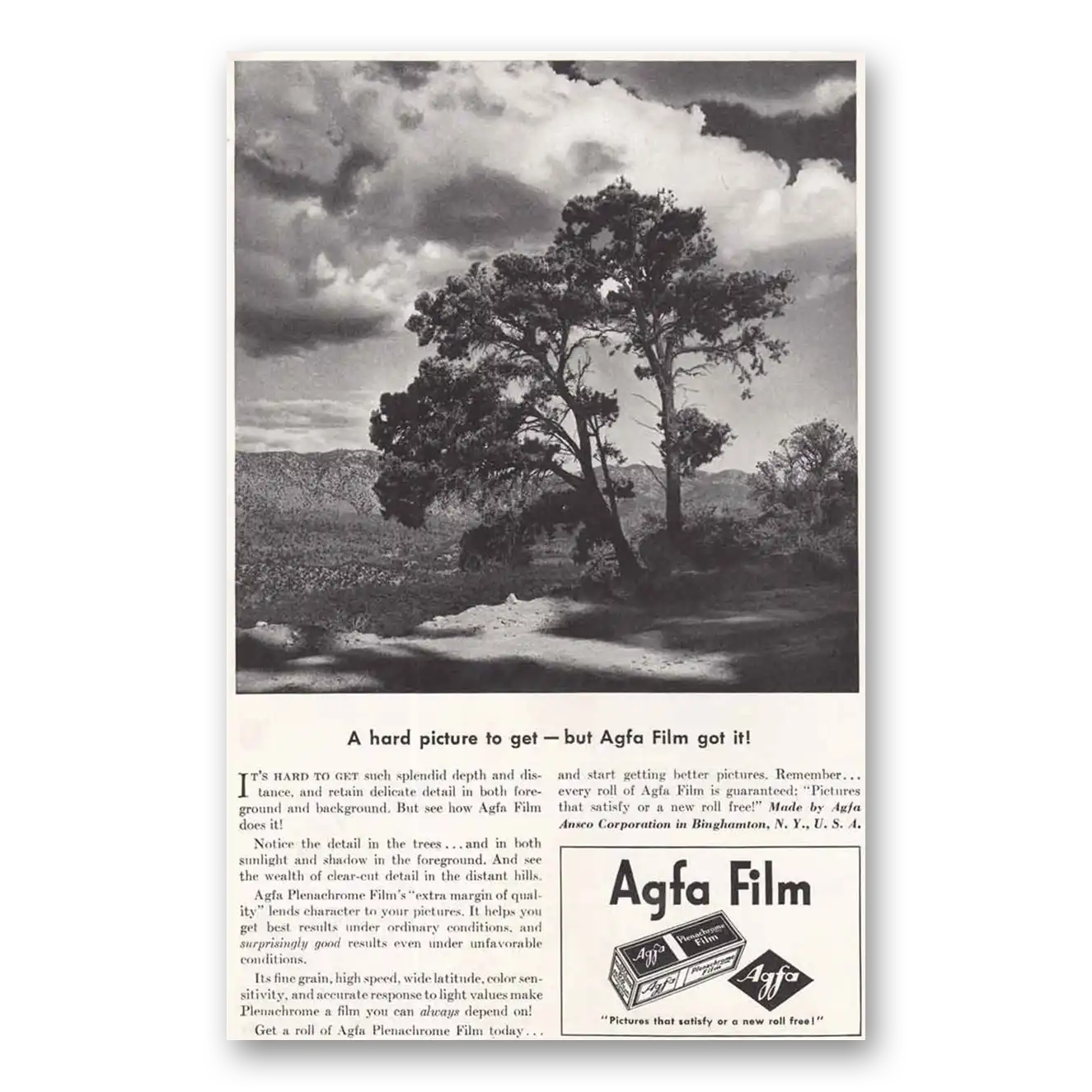 1939 Agfa Film Hard Picture to Get Vintage Magazine Print Ad