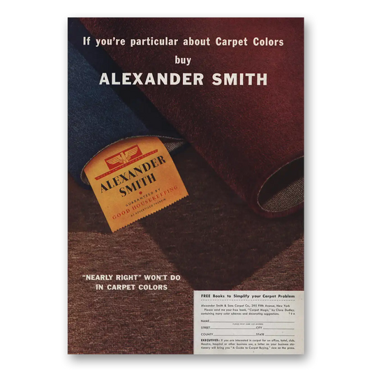 1939 Alexander Smith Carpet Particular About Carpet Colors Vintage Magazine Print Ad