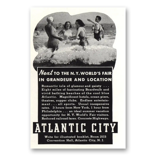 1939 Atlantic City New Jersey New York Worlds Fair Vintage Magazine Print Ad