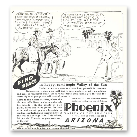 1939 Phoenix Arizona Find Peace Vintage Magazine Print Ad