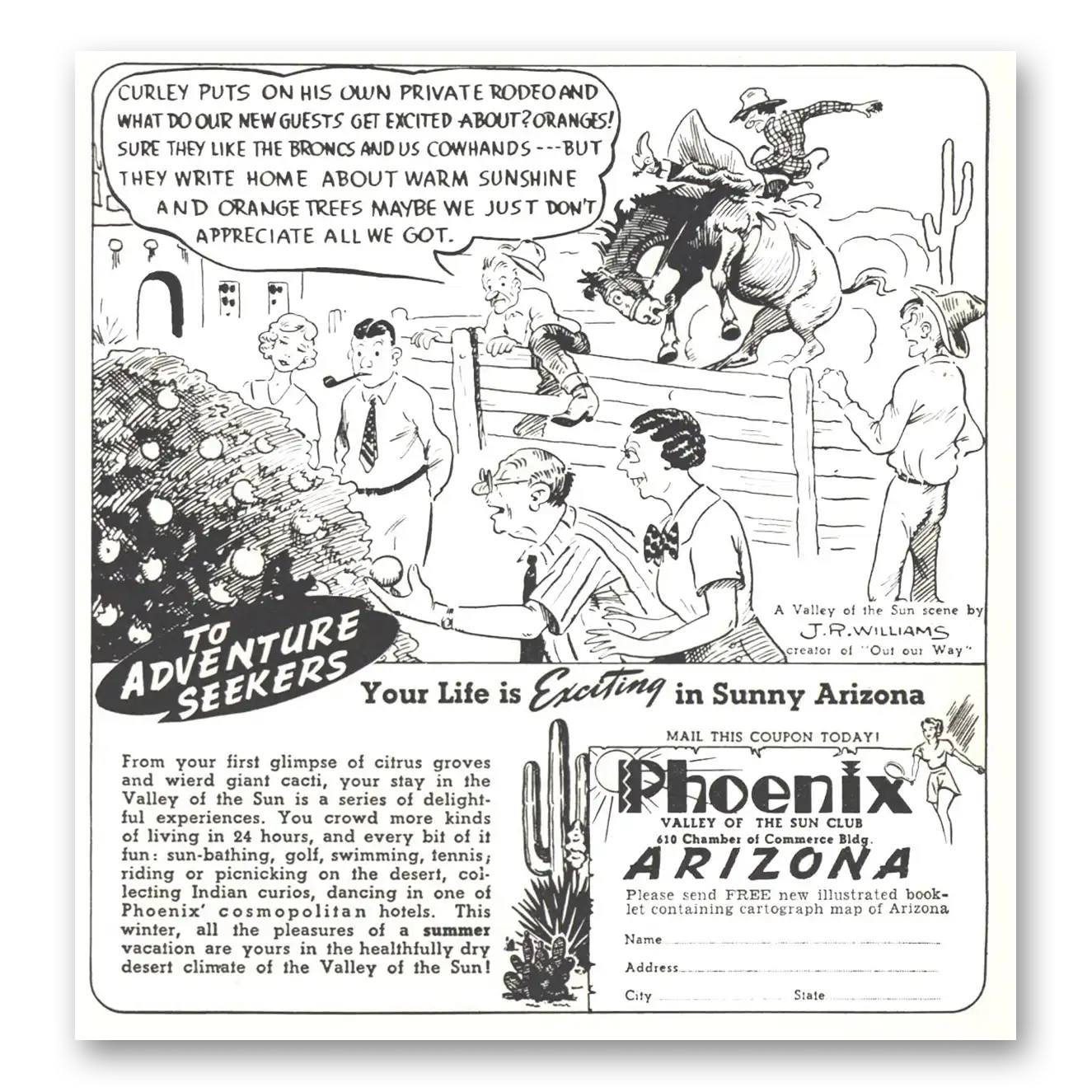 1939 Phoenix Arizona Adventure Seekers Vintage Magazine Print Ad