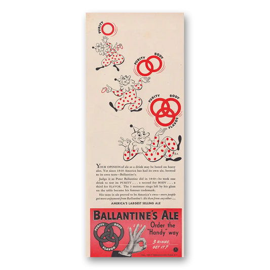 1939 Ballantines Ale Your Opinion of Ale as a Drink Vintage Magazine Print Ad