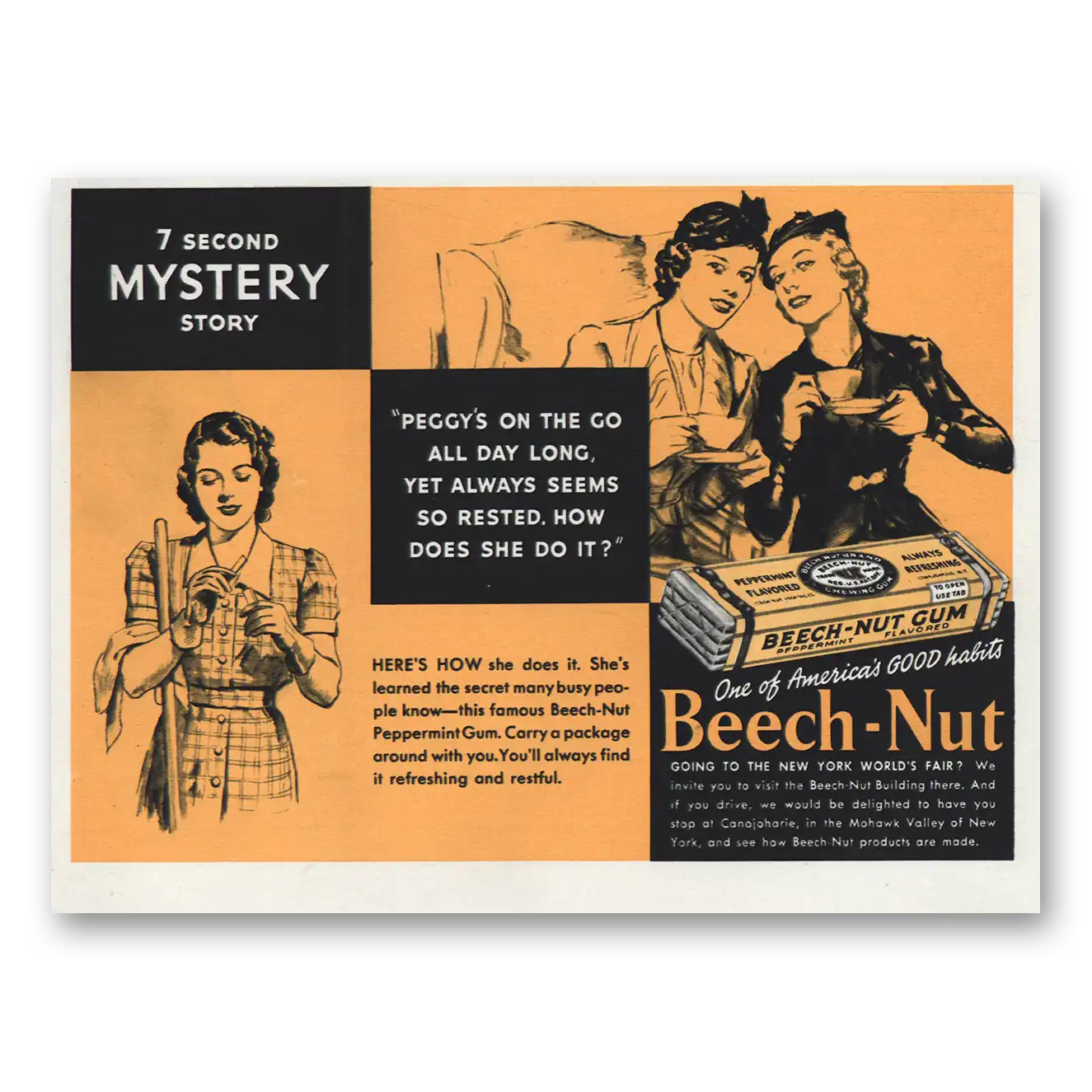 1939 Beech Nut Gum 7 Second Mystery Story Vintage Magazine Print Ad