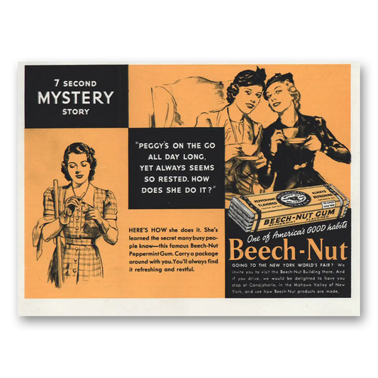 1939 Beech Nut Gum 7 Second Mystery Story Vintage Magazine Print Ad