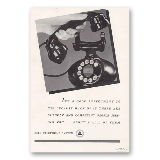 1939 Bell Telephone Good Instrument to Use Vintage Magazine Print Ad