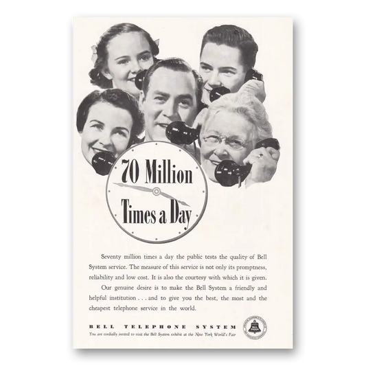 1939 Bell Telephone 70 Million Times a Day Vintage Magazine Print Ad