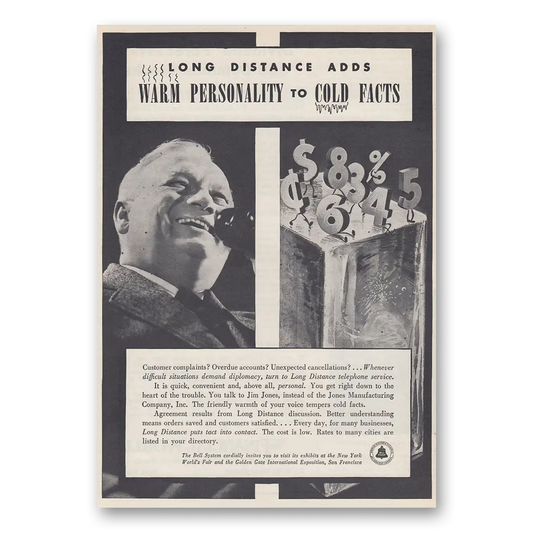 1939 Bell Telephone Warm Personality to Cold Facts Vintage Magazine Print Ad