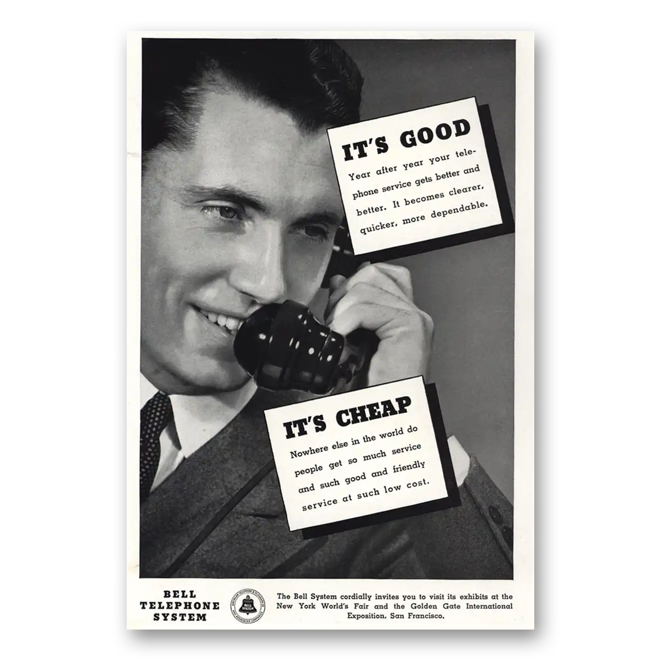 1939 Bell Telephone Good Cheap Vintage Magazine Print Ad