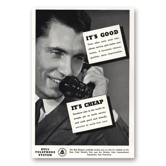 1939 Bell Telephone Good Cheap Vintage Magazine Print Ad