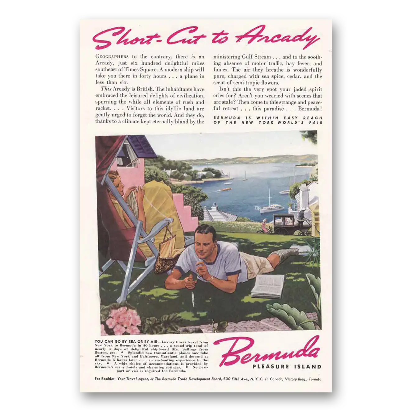 1939 Bermuda Short Cut to Arcady Vintage Magazine Print Ad