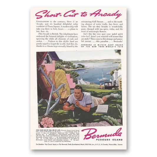 1939 Bermuda Short Cut to Arcady Vintage Magazine Print Ad