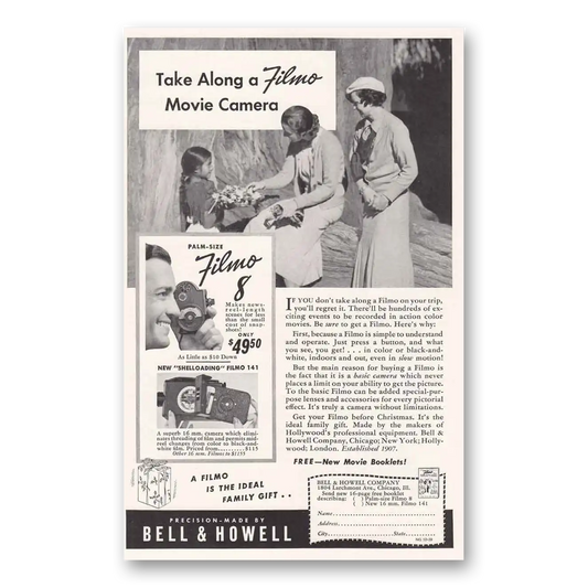 1939 Filmo Camera Movie Camera Palm Size Vintage Magazine Print Ad