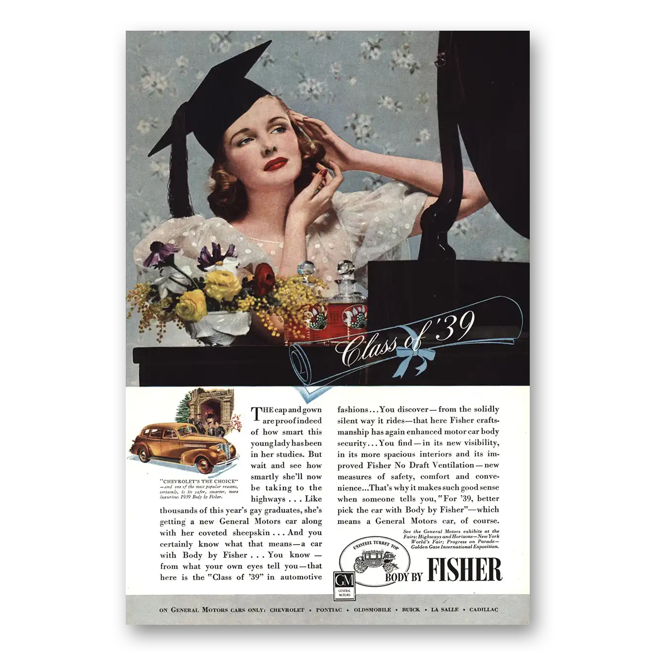 1939 Body by Fisher Class of 39 Vintage Magazine Print Ad