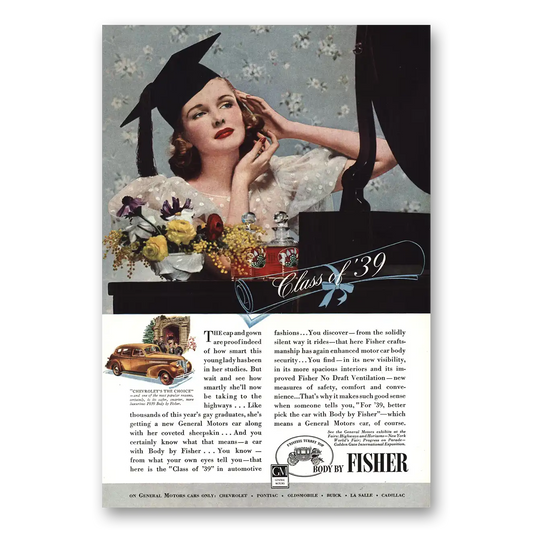 1939 Body by Fisher Class of 39 Vintage Magazine Print Ad