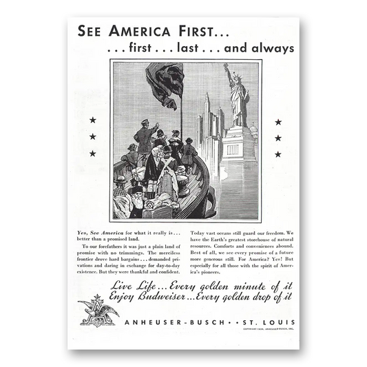 1939 Budweiser Beer See America First Last and Always Vintage Magazine Print Ad